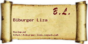 Biburger Liza névjegykártya